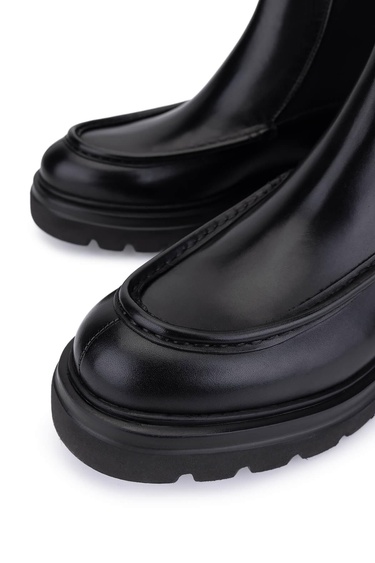  Tamer Tanca Erkek Hakiki Deri Siyah Casual Bot