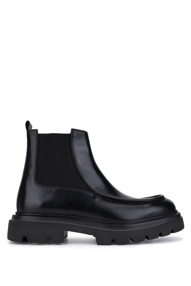  Tamer Tanca Erkek Hakiki Deri Siyah Casual Bot