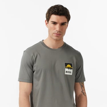  Boss Plain Erkek Gri T-Shirt