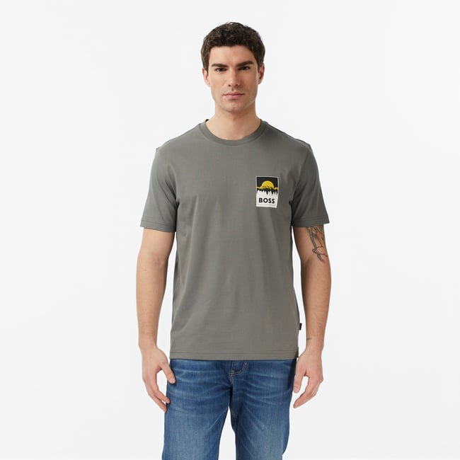  Boss Plain Erkek Gri T-Shirt