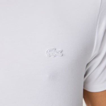  Lacoste Erkek Slim Fit Bisiklet Yaka Beyaz T-Shirt