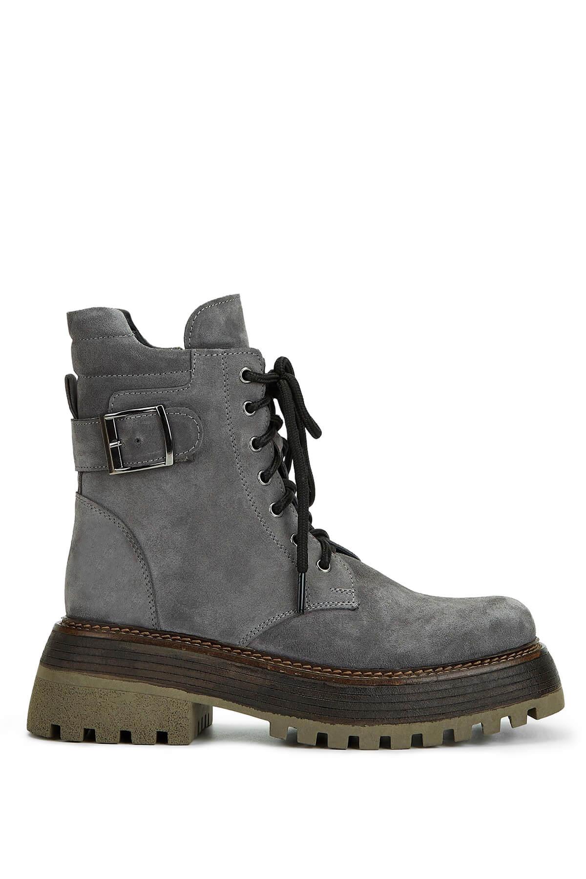  Tamer Tanca Kadın Hakiki Deri Gri Casual Bot