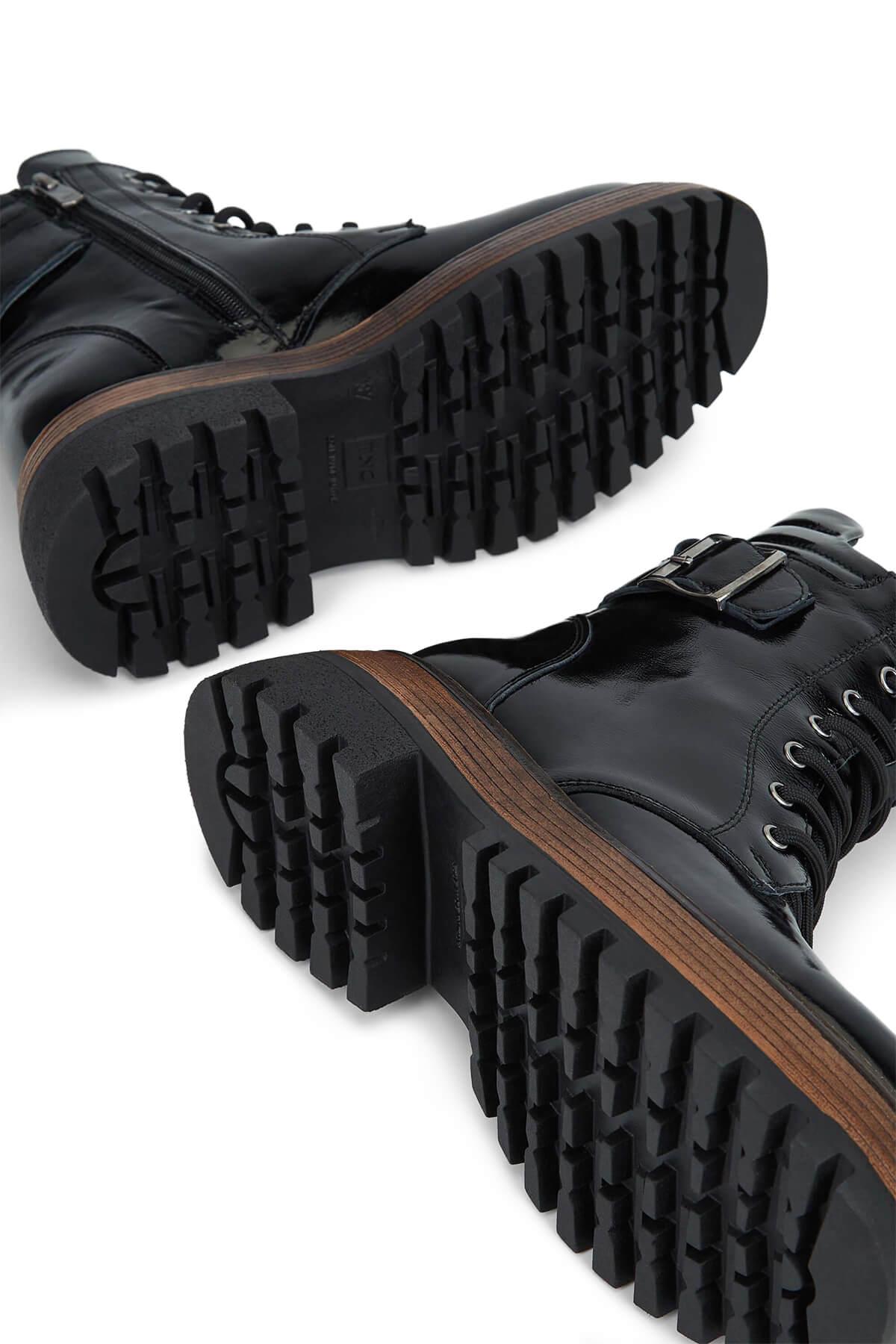  Tamer Tanca Kadın Hakiki Deri Siyah Rugan Casual Bot