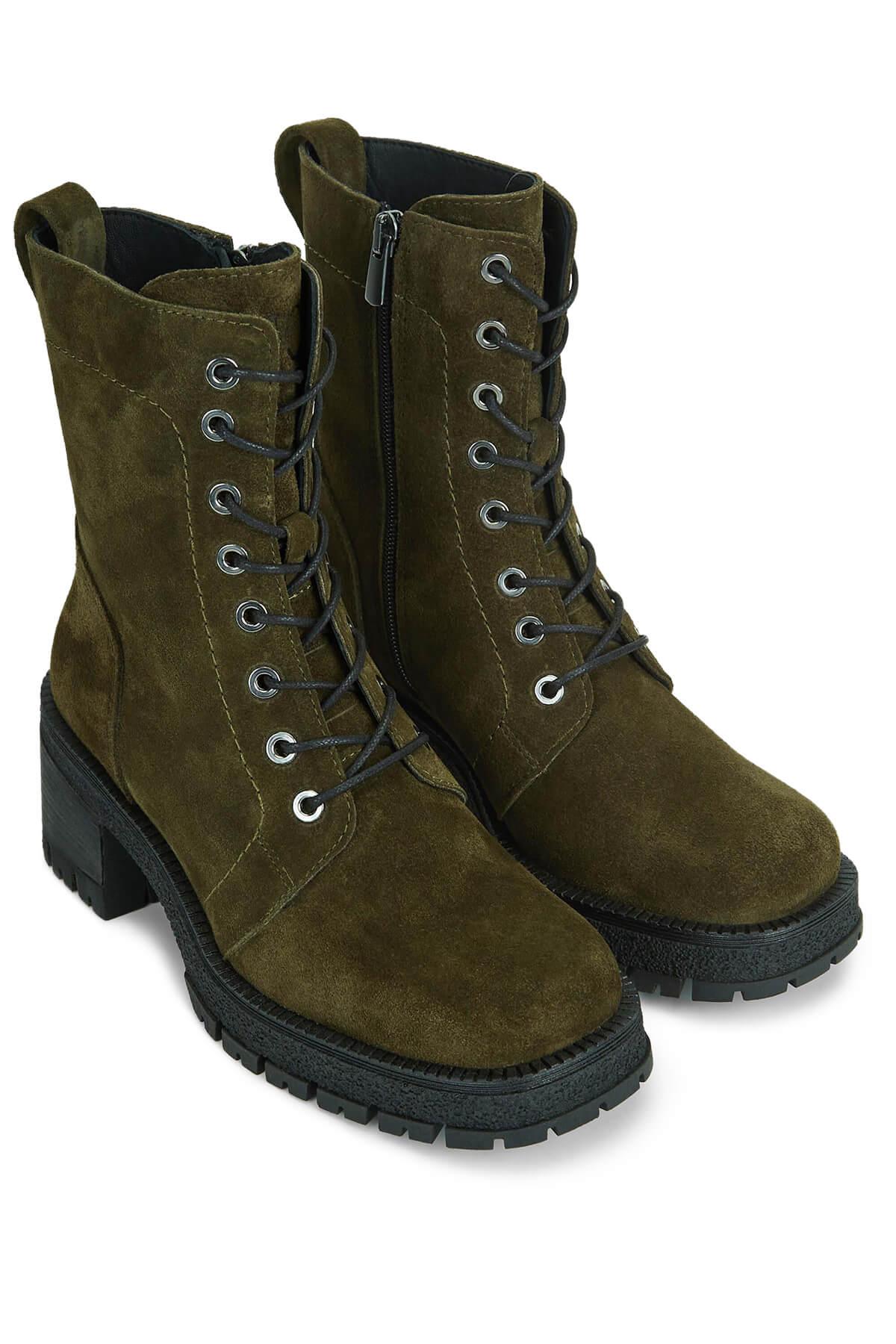 Tamer Tanca Kadın Hakiki Deri Haki Süet Casual Bot