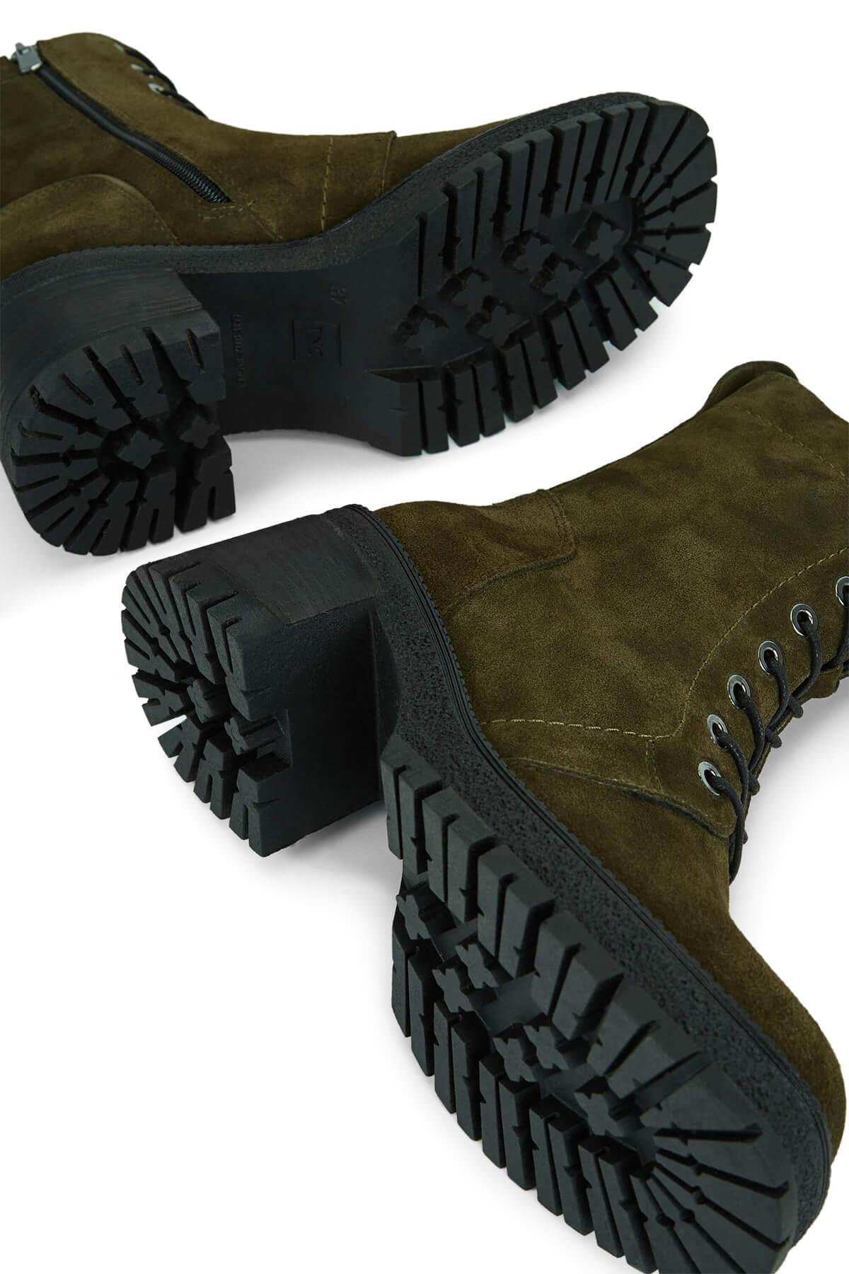 Tamer Tanca Kadın Hakiki Deri Haki Süet Casual Bot