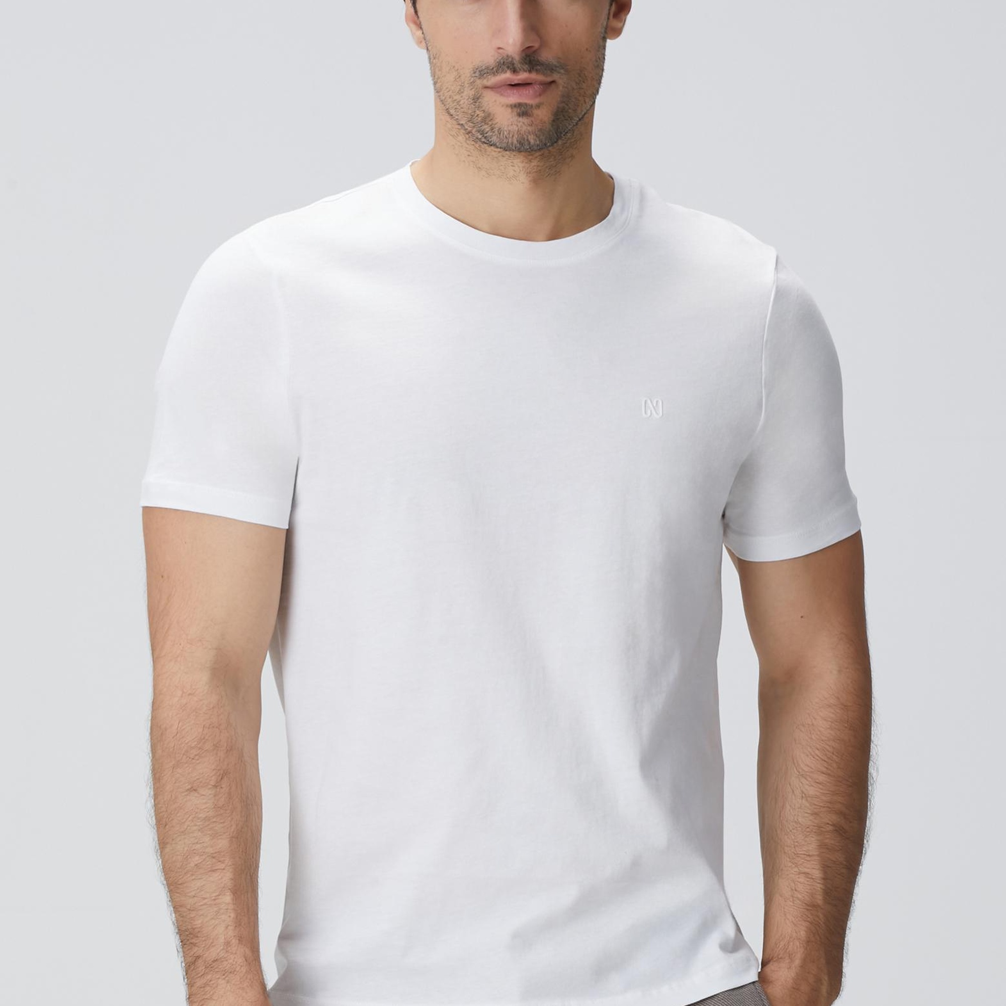 Network Erkek Beyaz Basic T-shirt