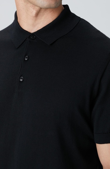  Network Erkek Siyah Polo Yaka Triko Kazak