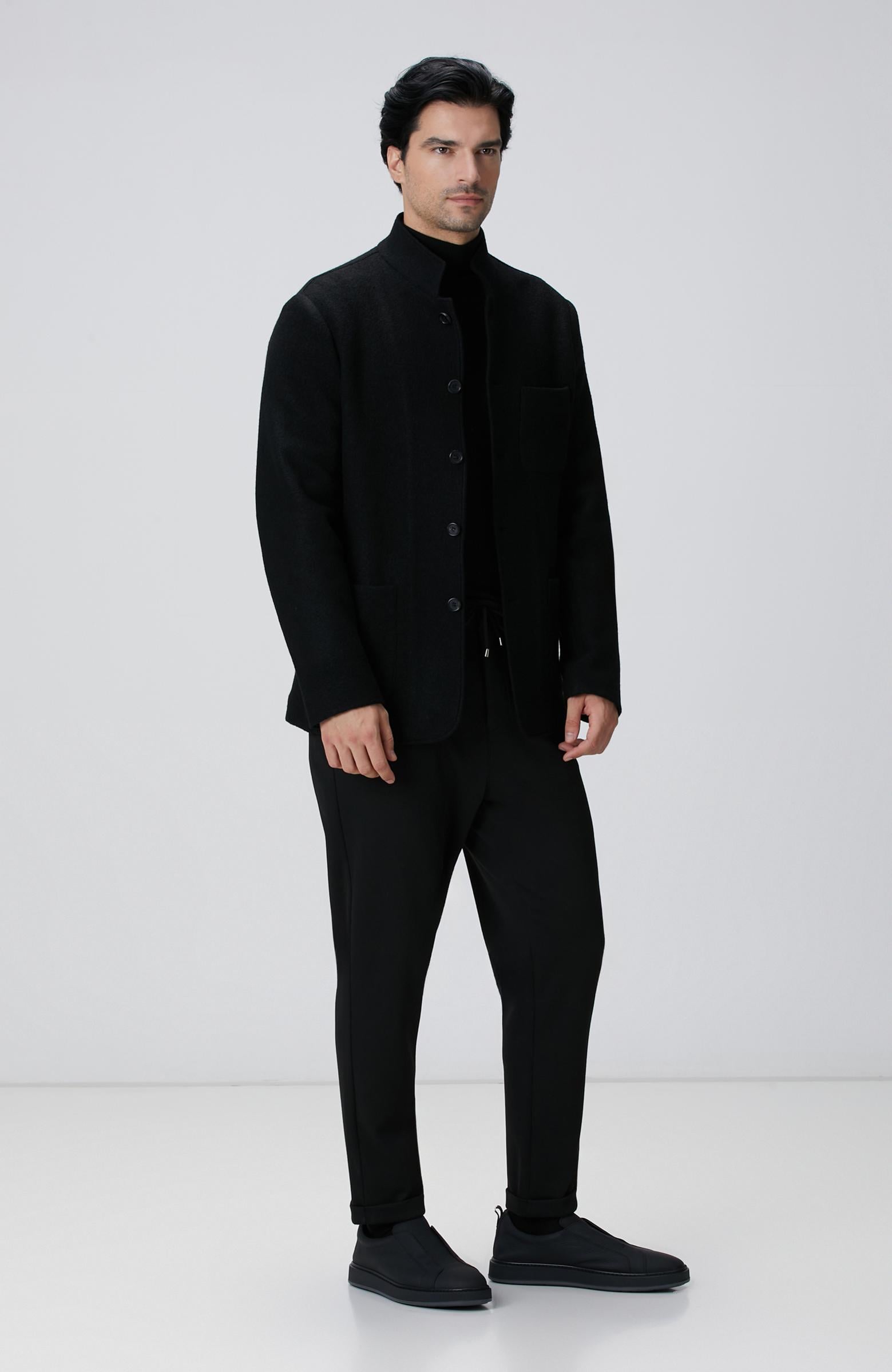 Network Erkek Siyah Balıkçı Yaka Triko Kazak