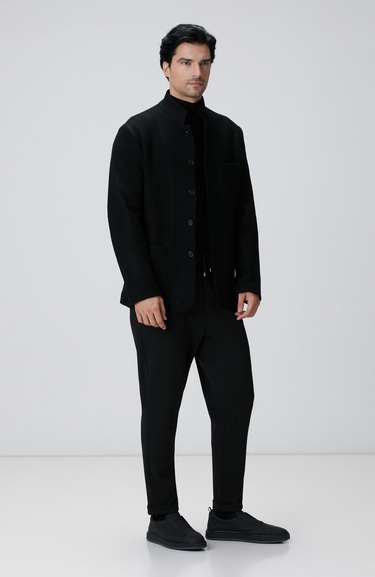  Network Erkek Siyah Balıkçı Yaka Triko Kazak