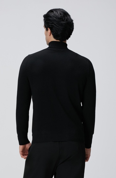  Network Erkek Siyah Balıkçı Yaka Triko Kazak