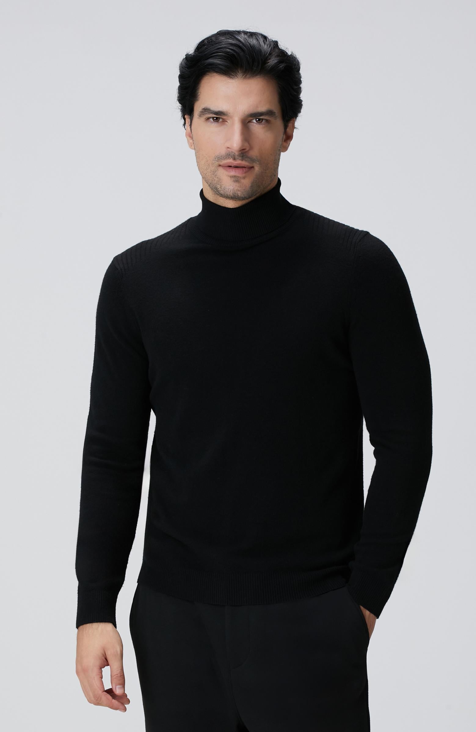  Network Erkek Siyah Balıkçı Yaka Triko Kazak