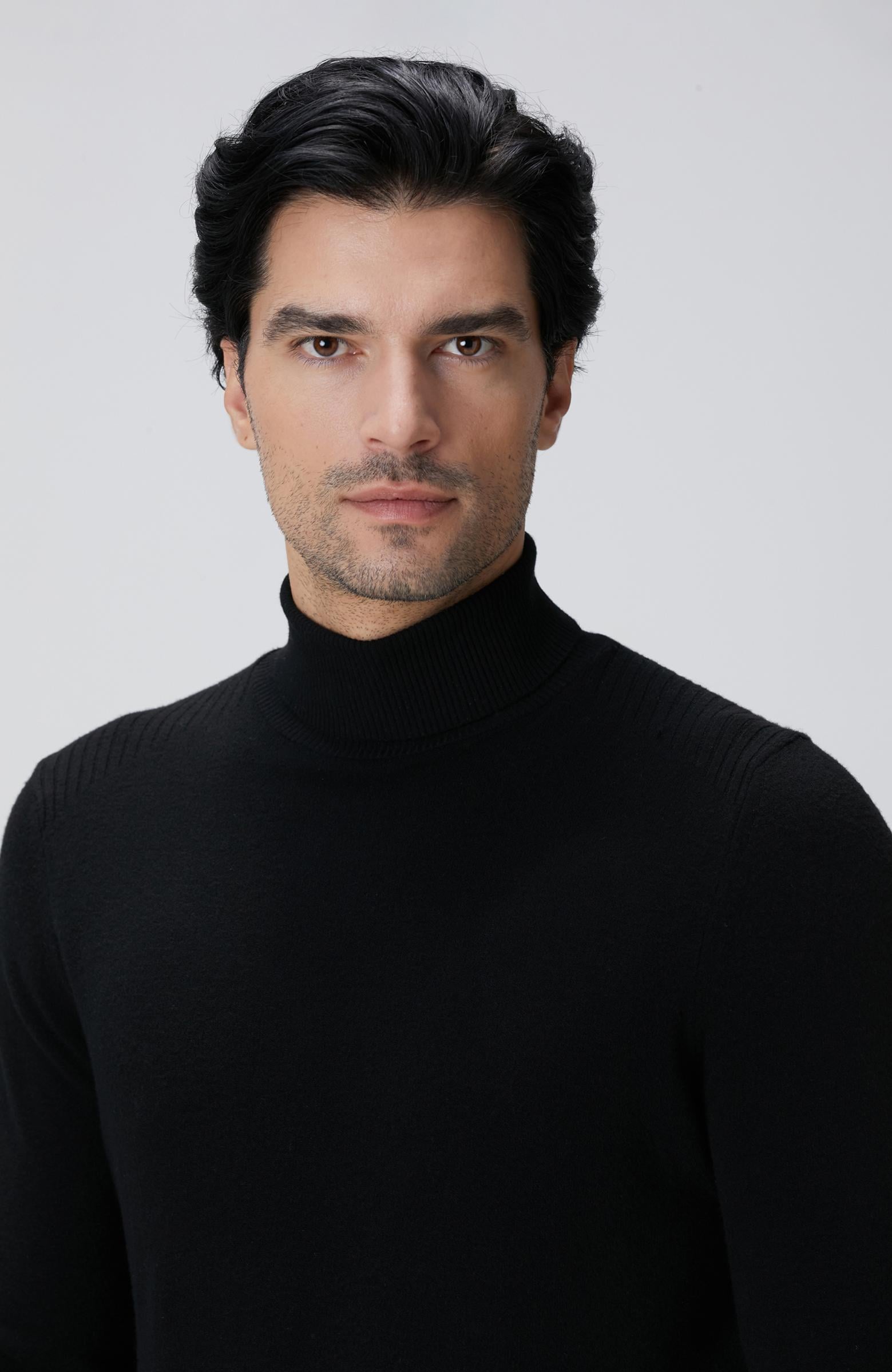 Network Erkek Siyah Balıkçı Yaka Triko Kazak