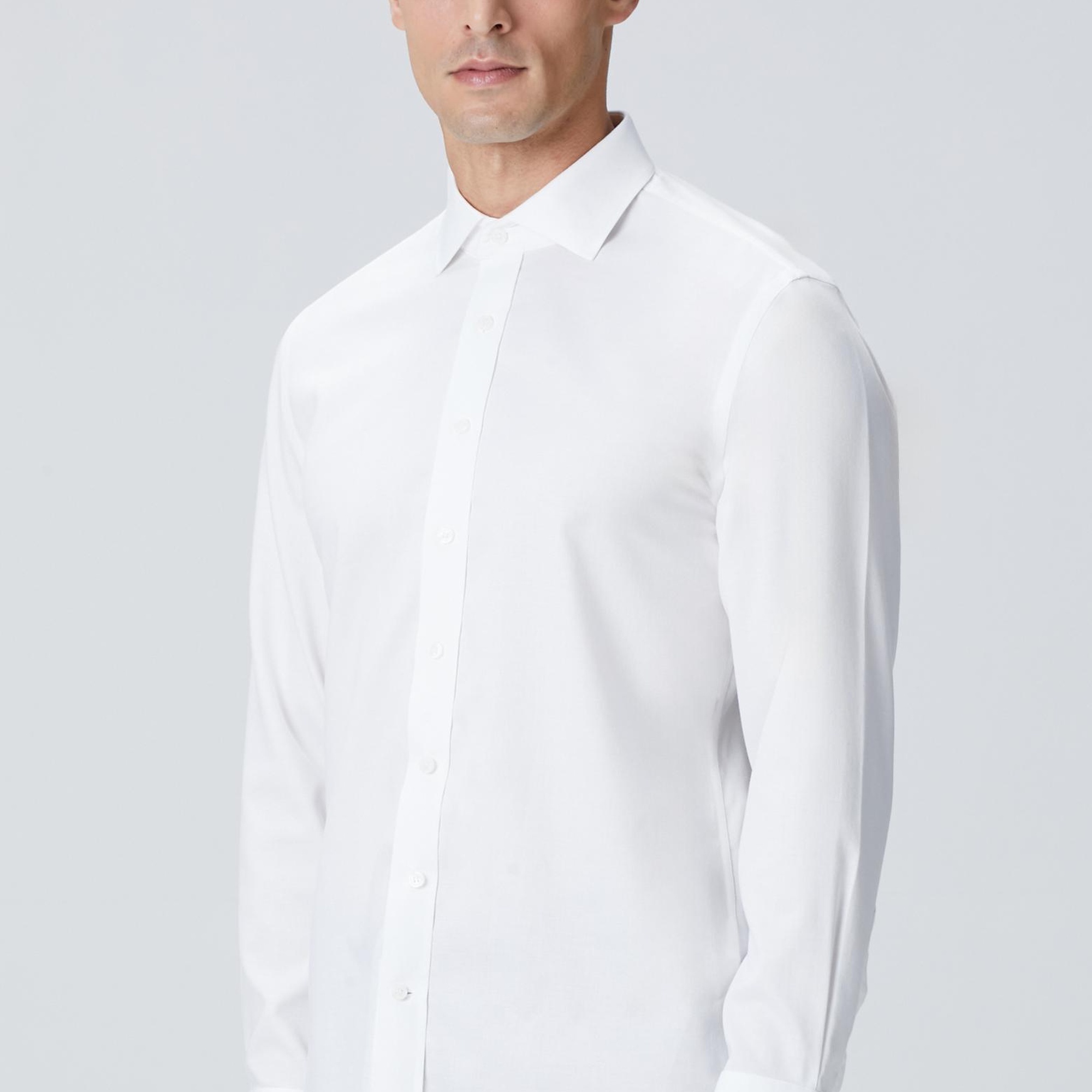 Network Erkek Beyaz Non-Iron Jakarlı Gömlek