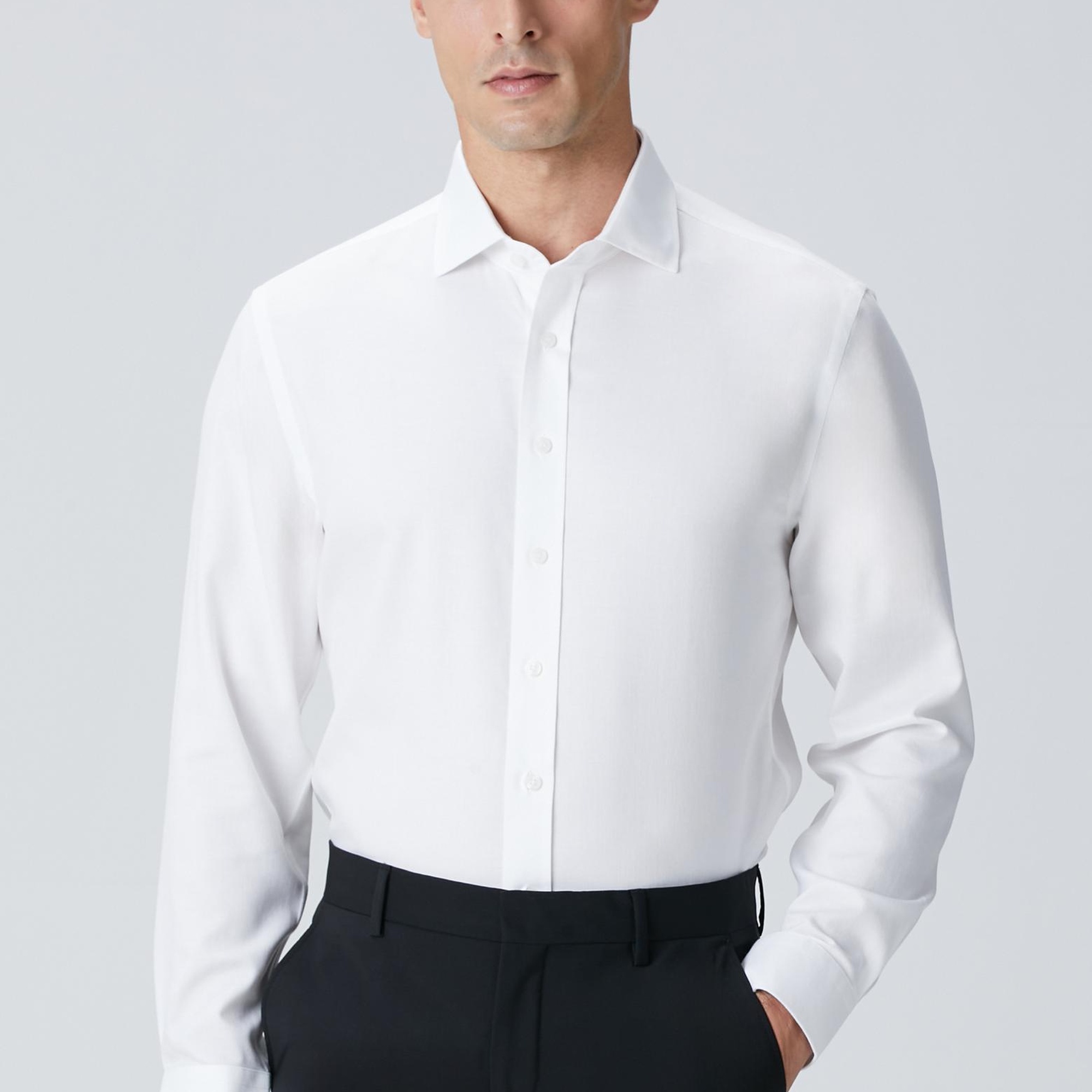 Network Erkek Beyaz Non-Iron Jakarlı Gömlek