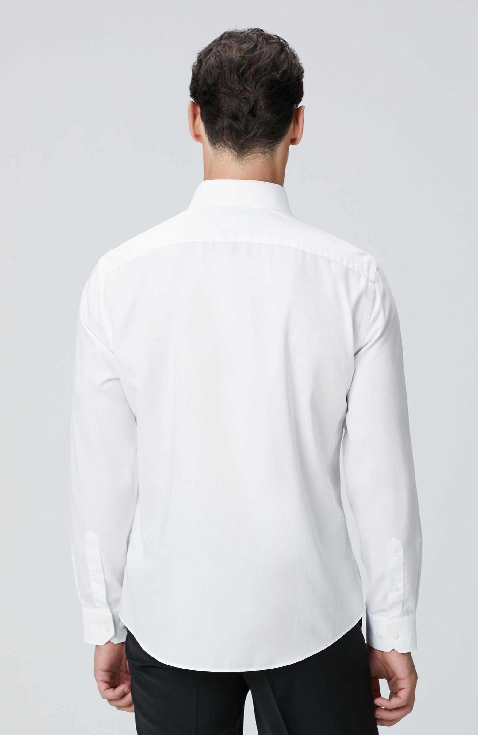  Network Erkek Non-Iron Beyaz Saten Gömlek