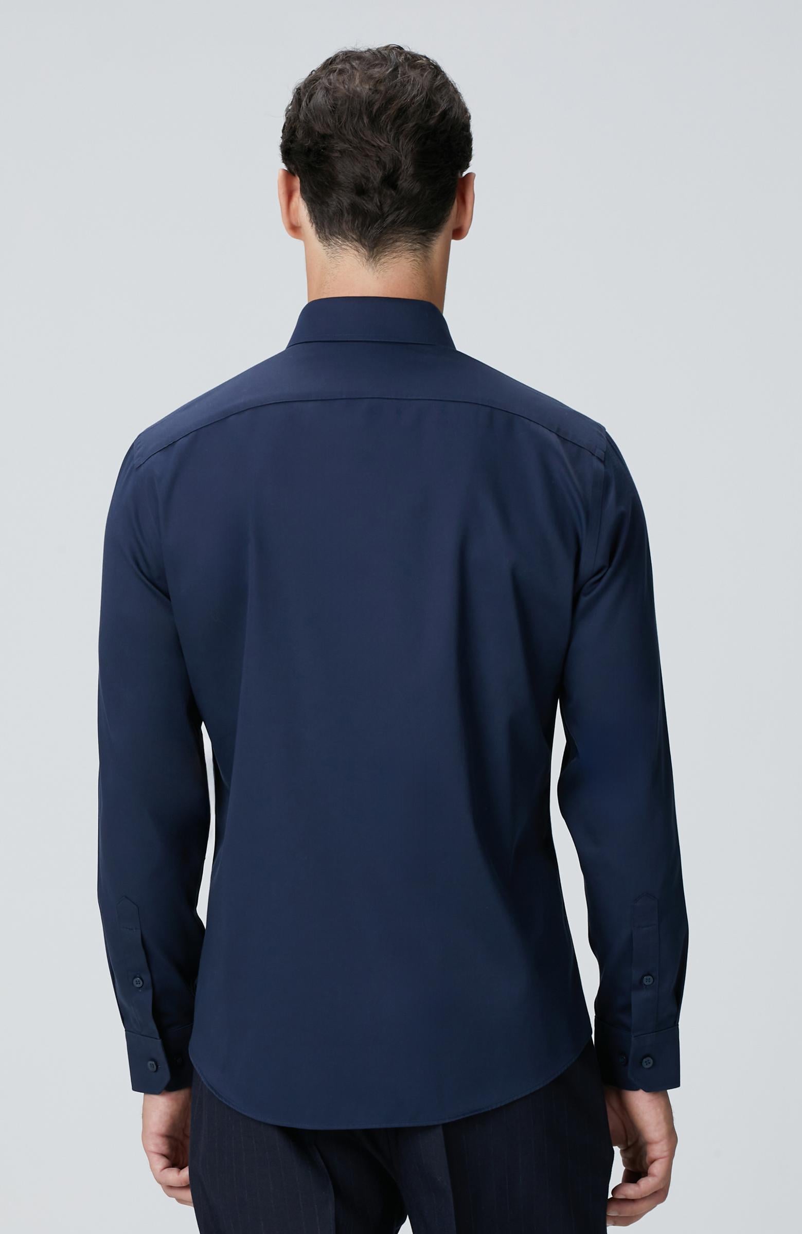 Network Erkek Non-Iron Lacivert Saten Gömlek