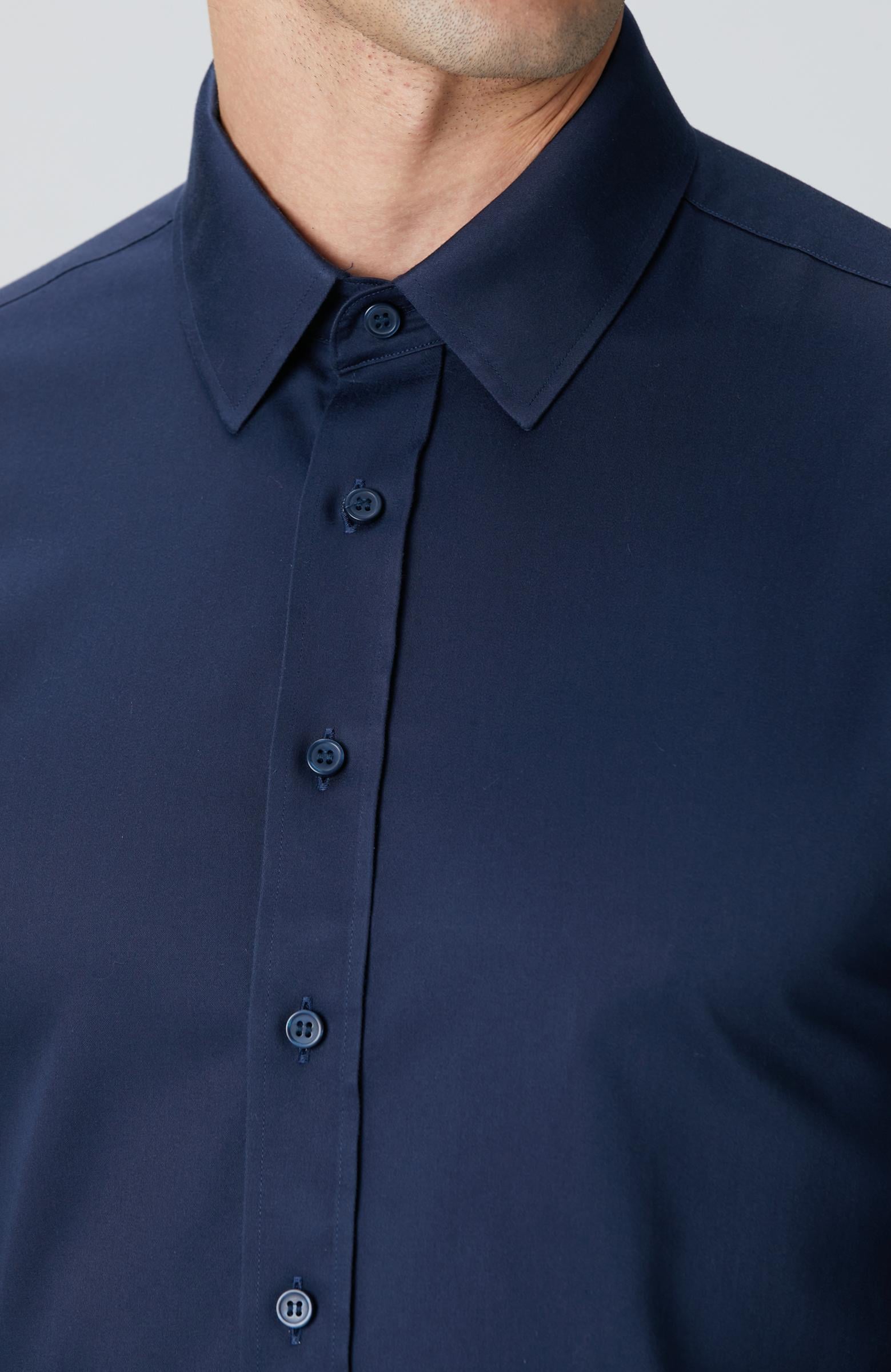  Network Erkek Non-Iron Lacivert Saten Gömlek