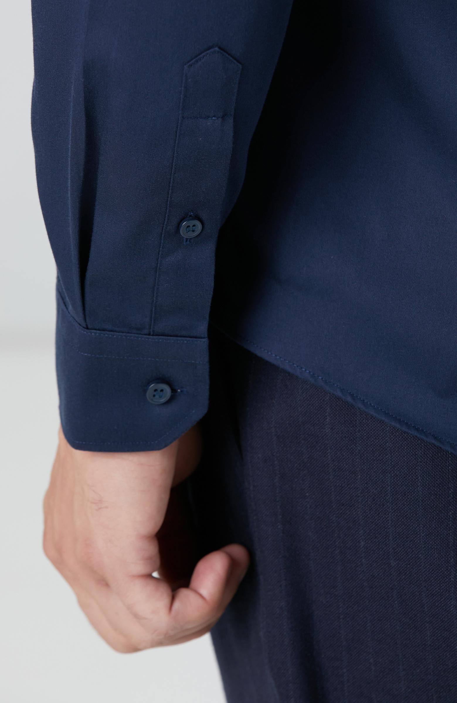 Network Erkek Non-Iron Lacivert Saten Gömlek