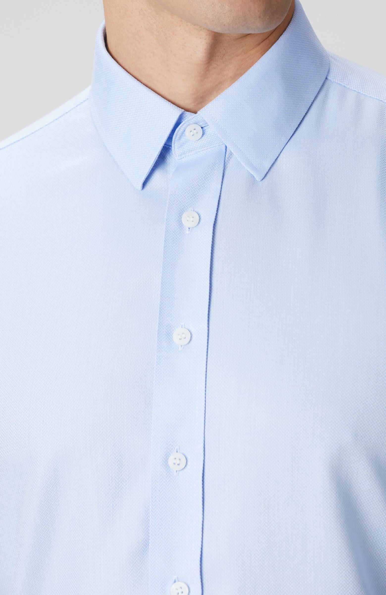  Network Erkek Non-Iron Mavi Balıksırtı Desenli Gömlek