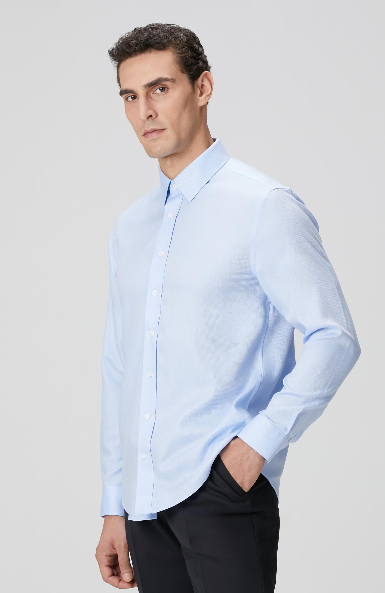 Network Erkek Non-Iron Mavi Balıksırtı Desenli Gömlek