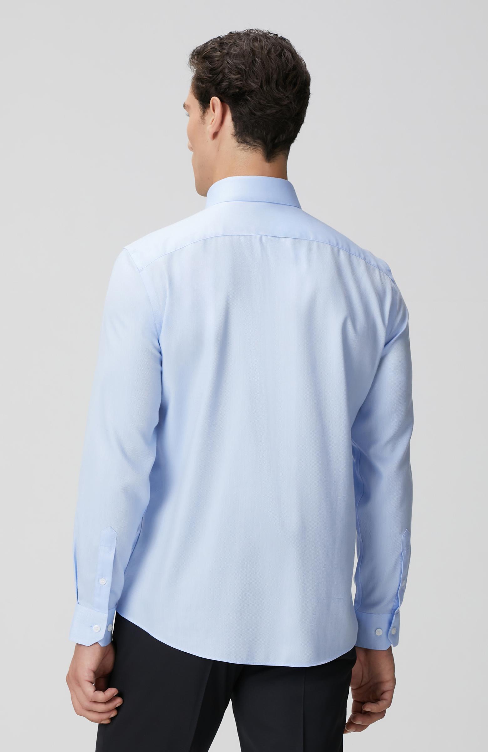  Network Erkek Non-Iron Mavi Balıksırtı Desenli Gömlek