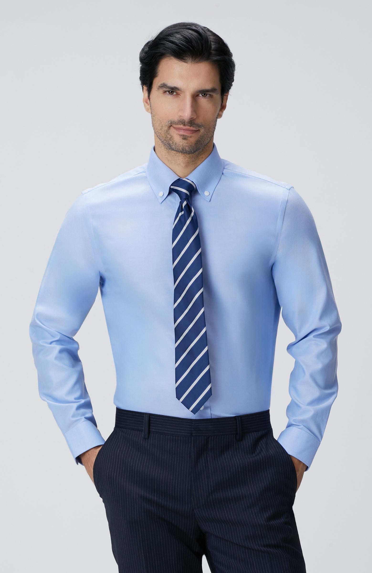  Network Erkek Mavi Non-Iron Oxford Gömlek