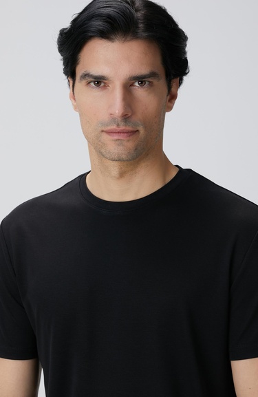  Network Erkek Siyah Basic T-shirt