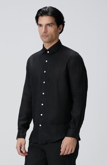 Network Erkek Siyah Keten Gömlek