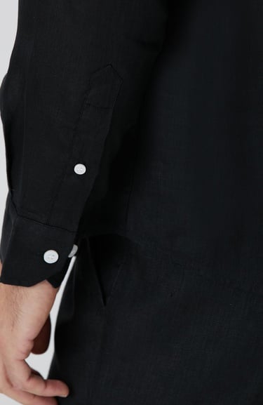  Network Erkek Siyah Keten Gömlek