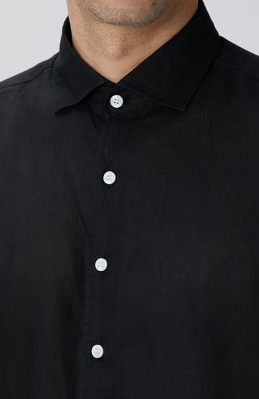  Network Erkek Siyah Keten Gömlek