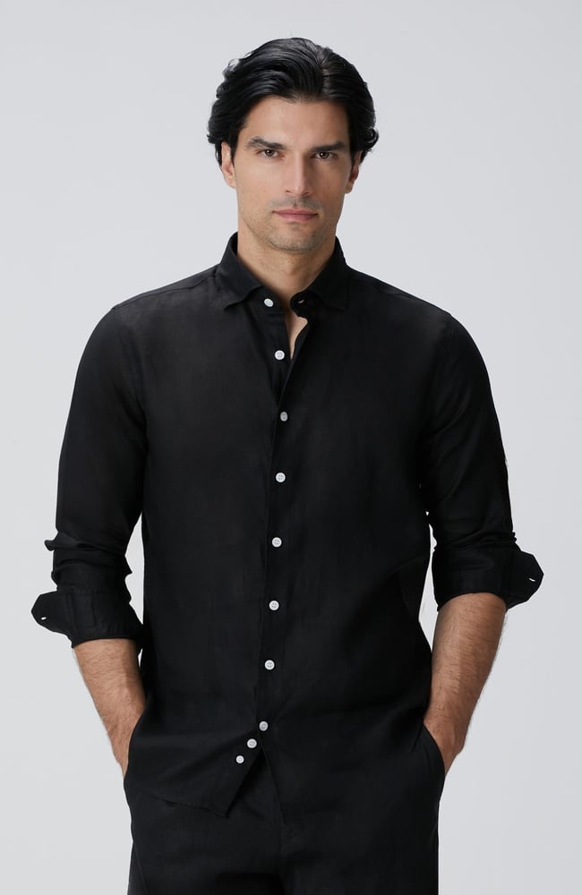  Network Erkek Siyah Keten Gömlek