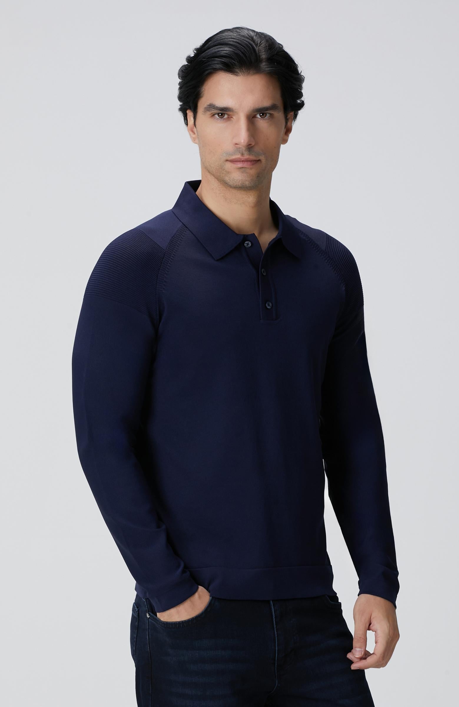 Network Erkek Lacivert Polo Yaka Triko Kazak