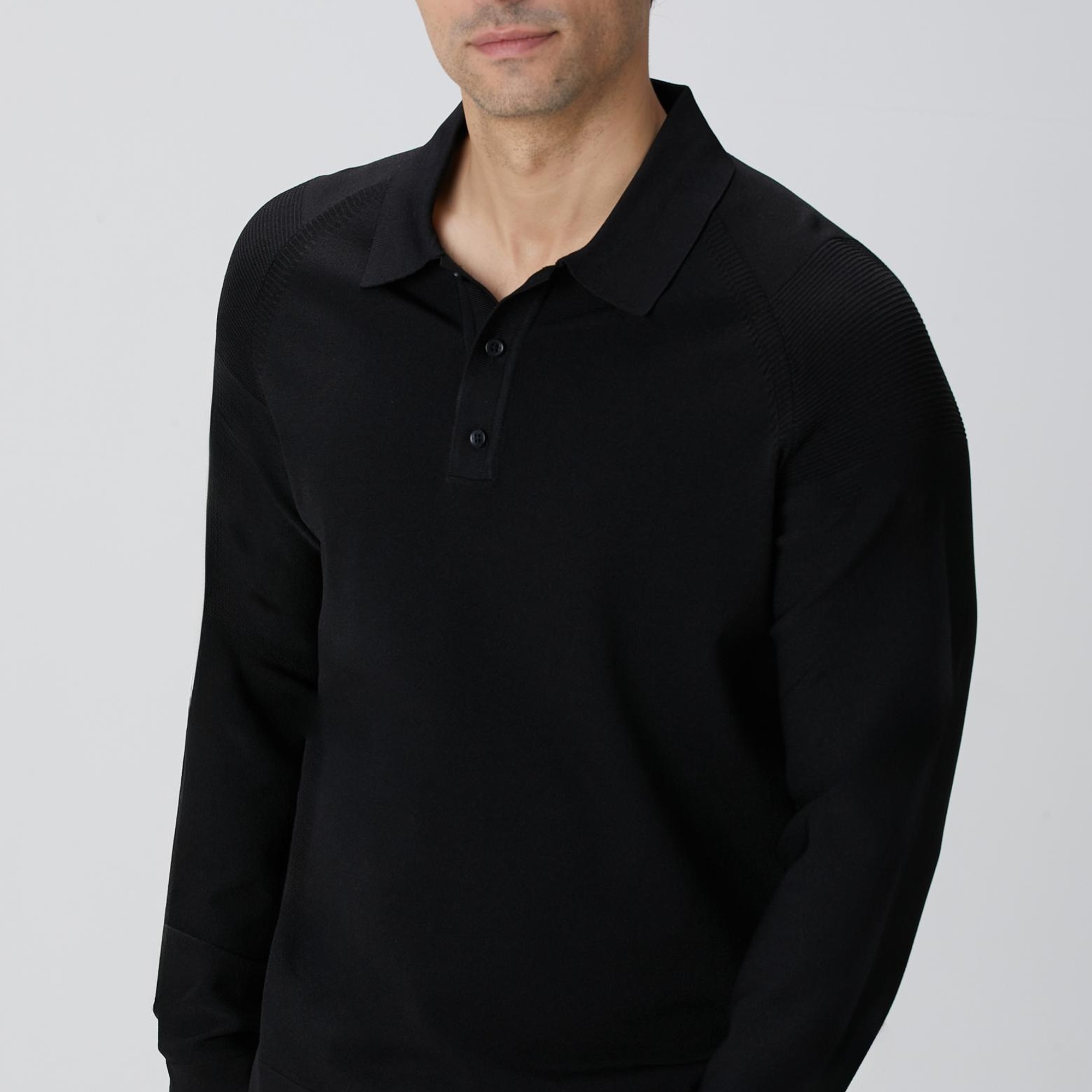 Network Erkek Siyah Polo Yaka Triko Kazak