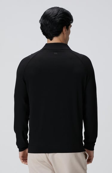  Network Erkek Siyah Polo Yaka Triko Kazak