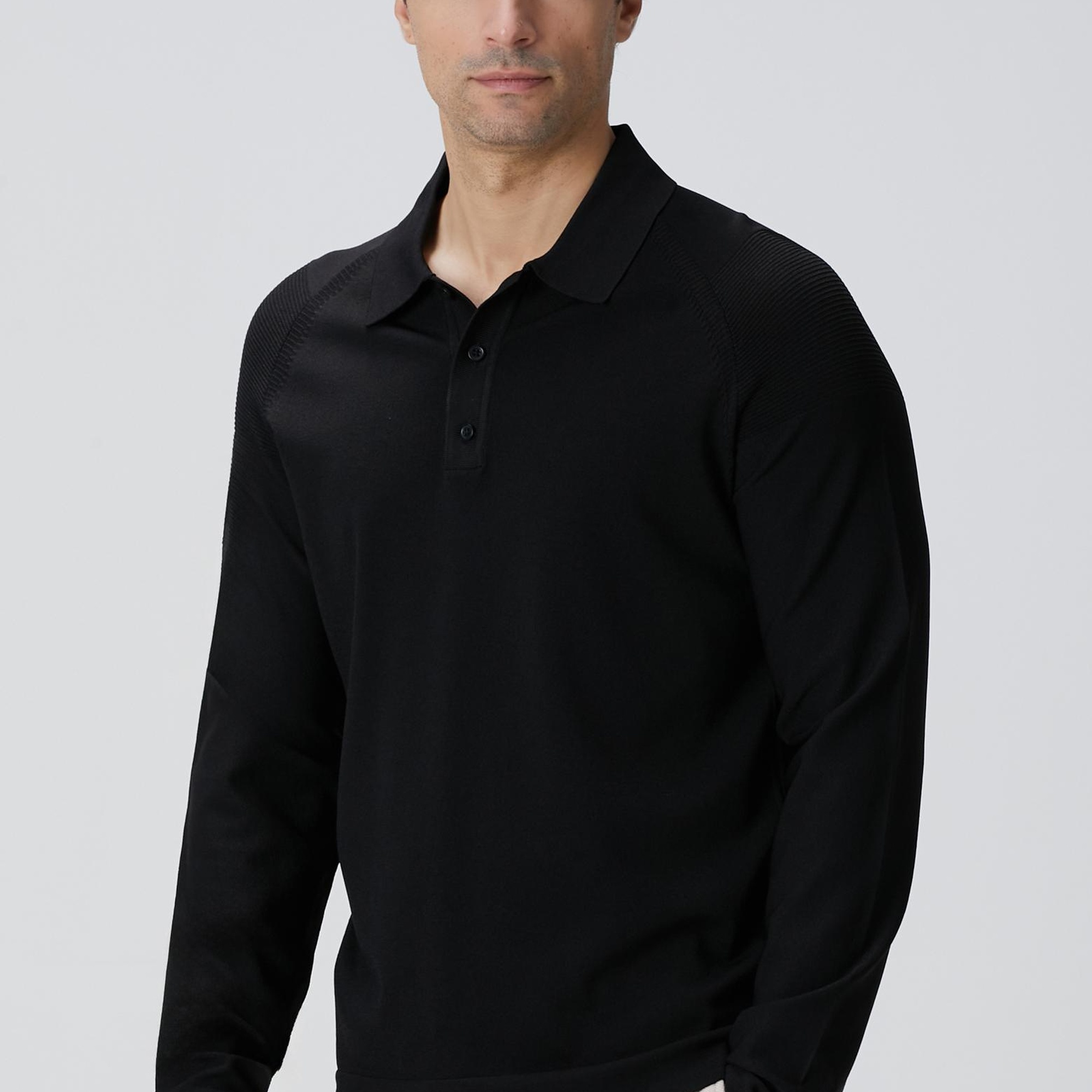 Network Erkek Siyah Polo Yaka Triko Kazak