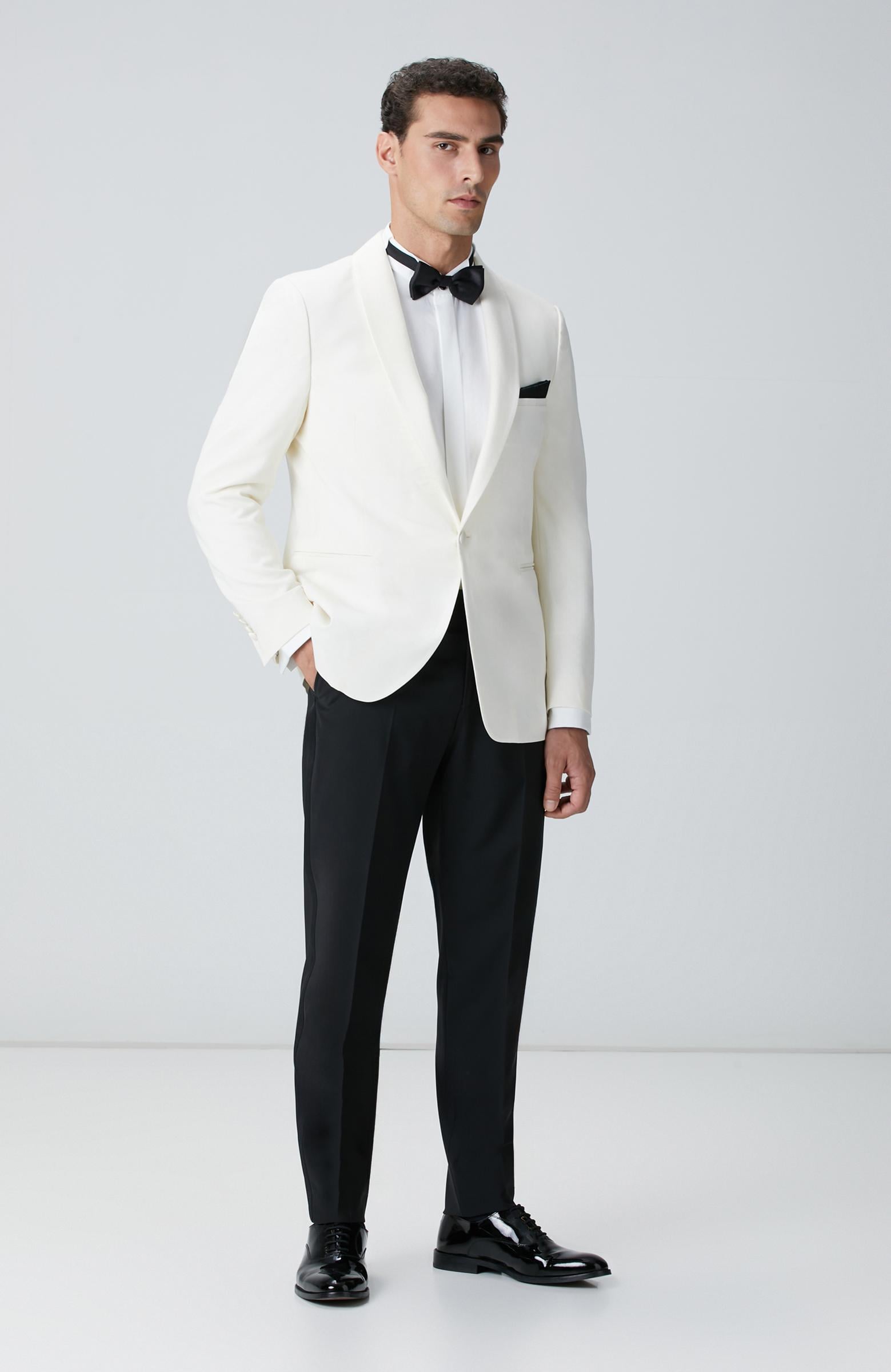 Network Erkek Beyaz Smokin Gömlek