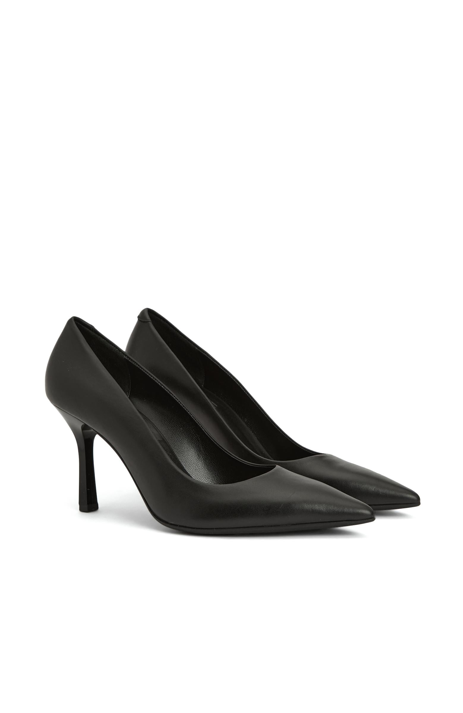 Divarese Kadın Siyah Deri Topuklu Ayakkabı