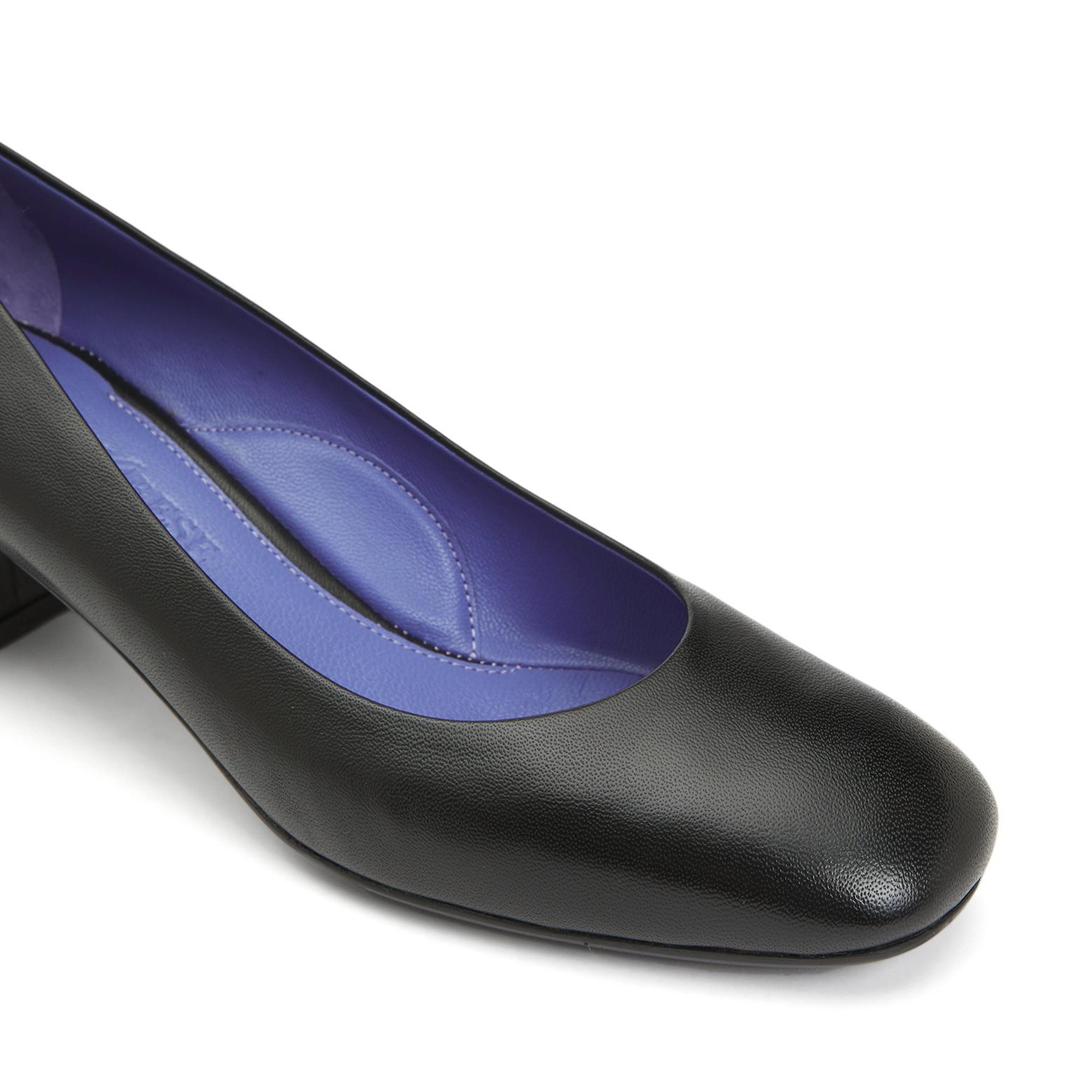 Divarese Kadın Siyah Deri Kalın Topuklu Ayakkabı