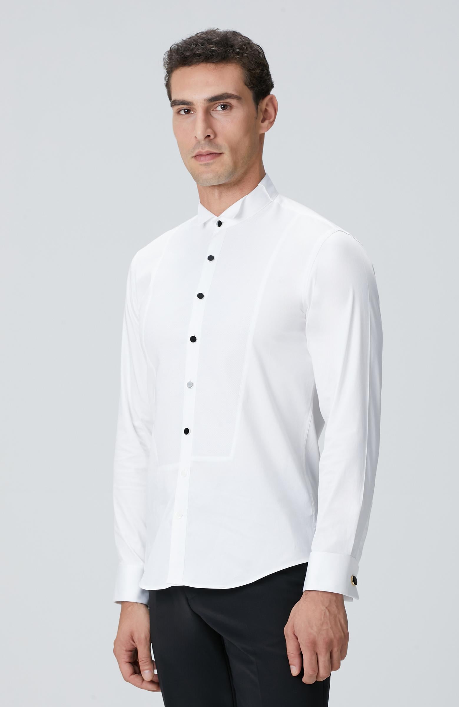 Network Erkek Beyaz Saten Smokin Gömlek