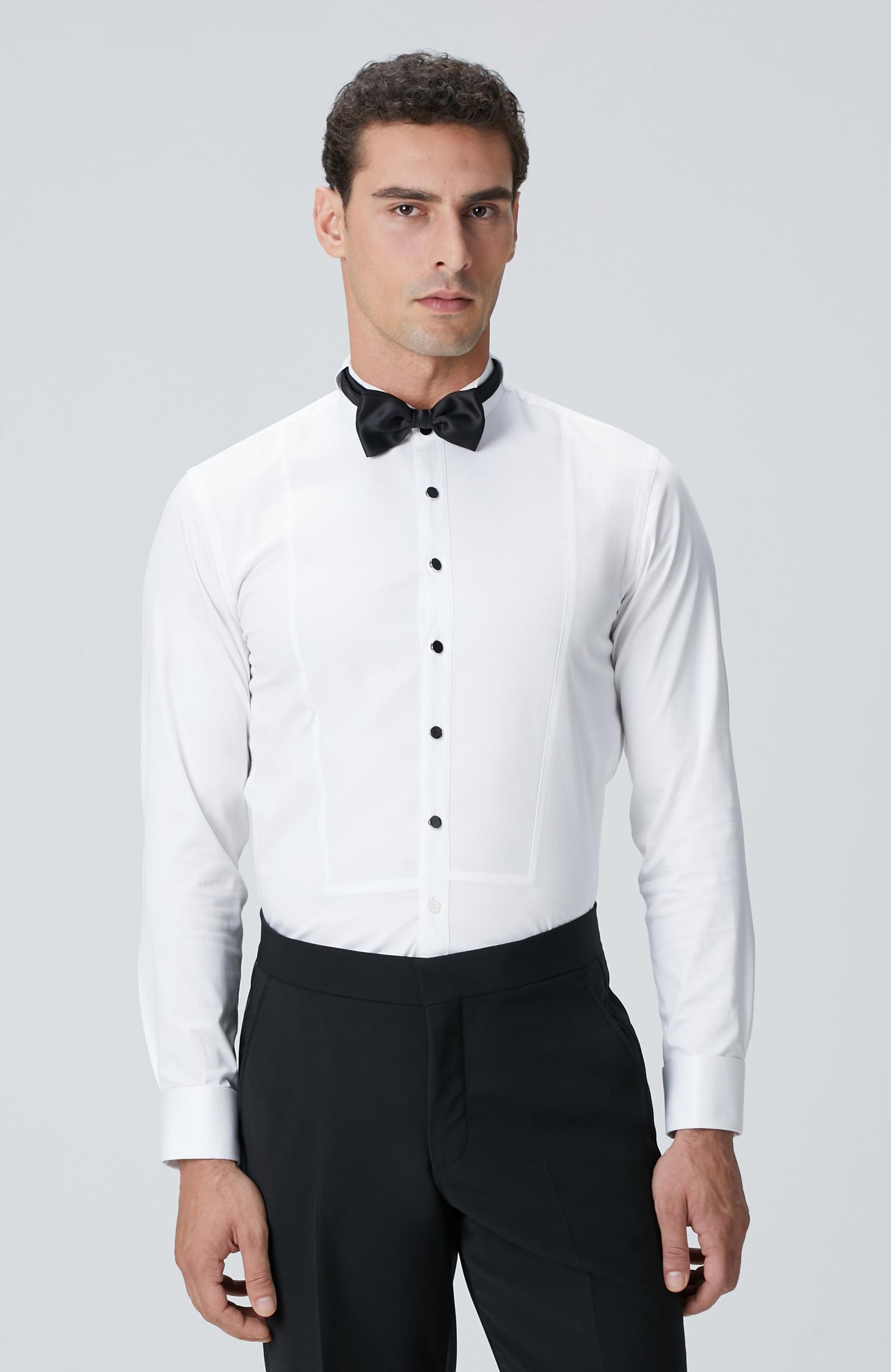 Network Erkek Beyaz Saten Smokin Gömlek