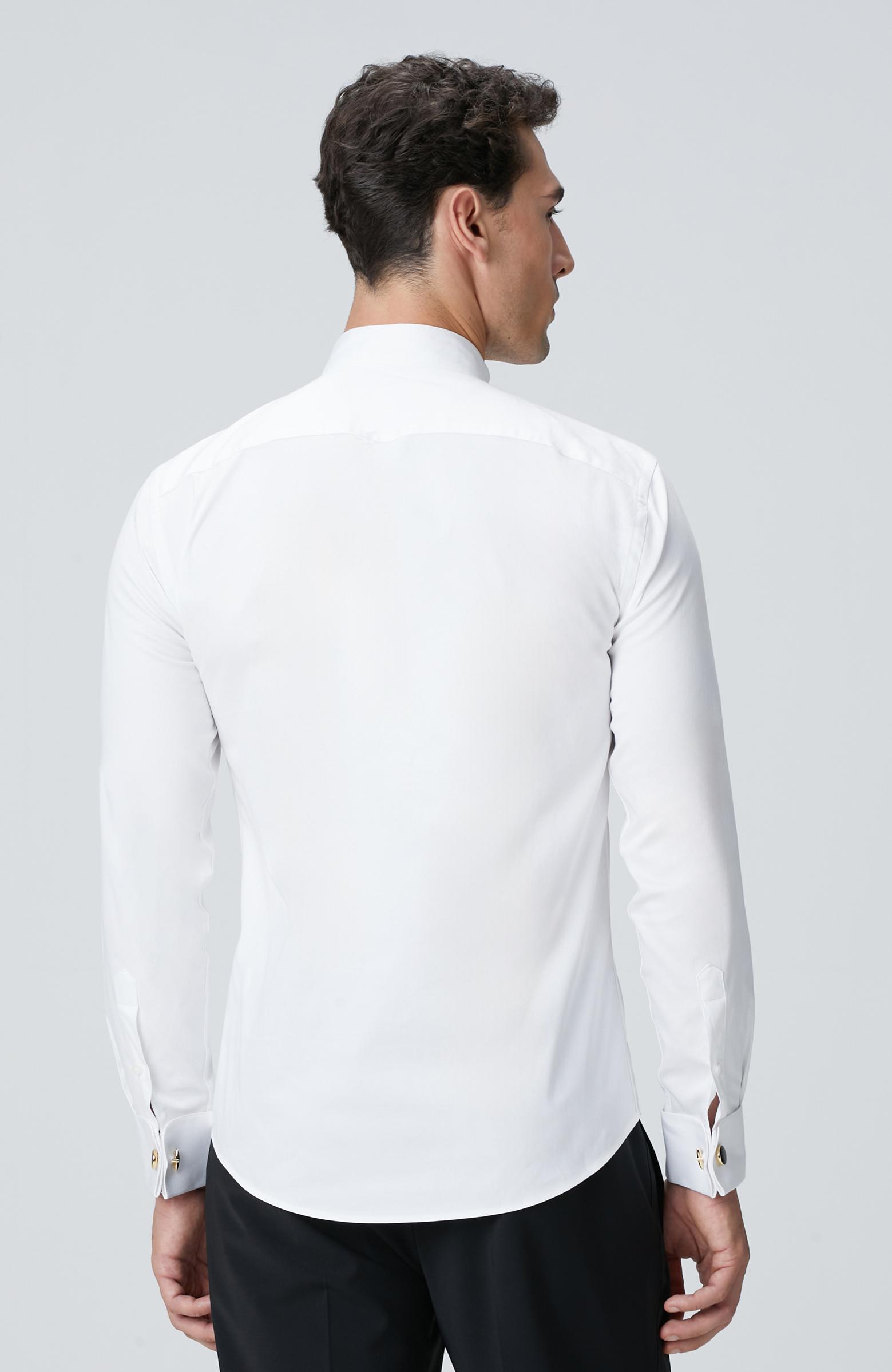  Network Erkek Beyaz Saten Smokin Gömlek