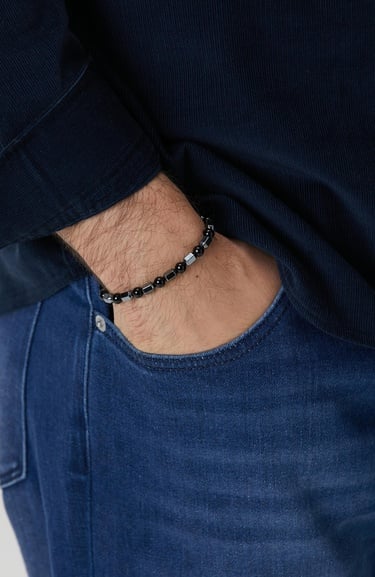  Network Erkek Siyah Doğal Taşlı Bileklik