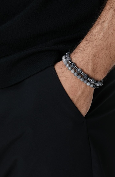  Network Erkek Antrasit Doğal Taşlı Bileklik