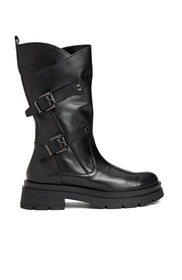  Divarese Kadın Siyah Deri Bot