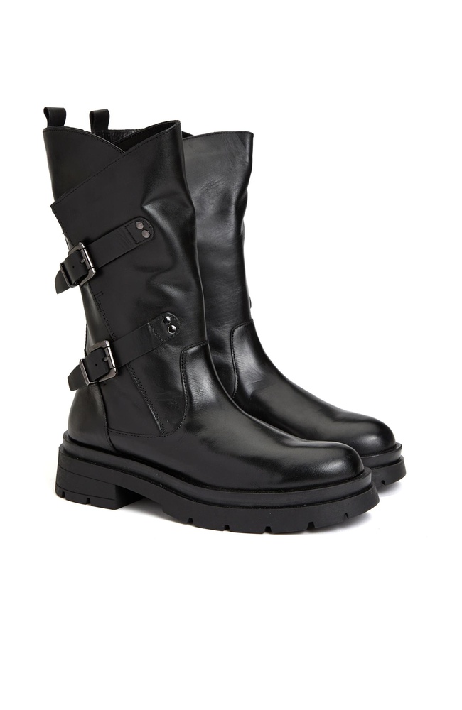  Divarese Kadın Siyah Deri Bot