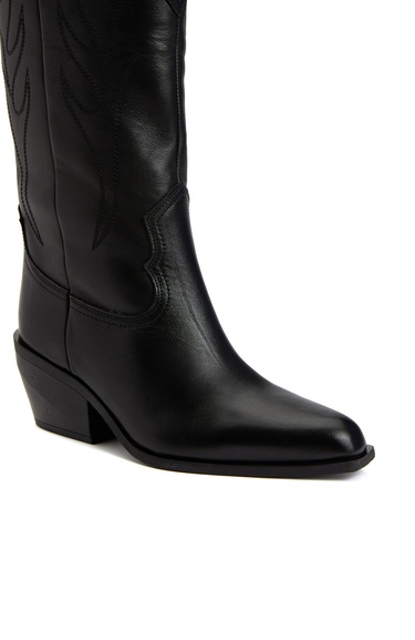  Divarese Kadın Siyah Deri Kovboy Western Çizme