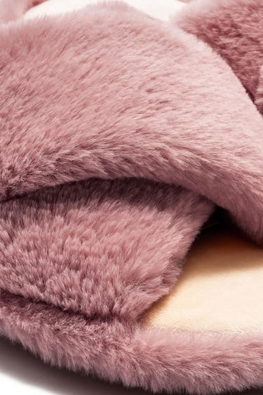  Çapraz Peluş Kadın Ev Terliği Pembe 36/41