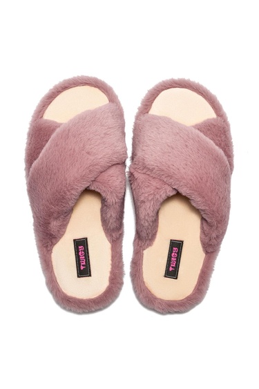  Çapraz Peluş Kadın Ev Terliği Pembe 36/41