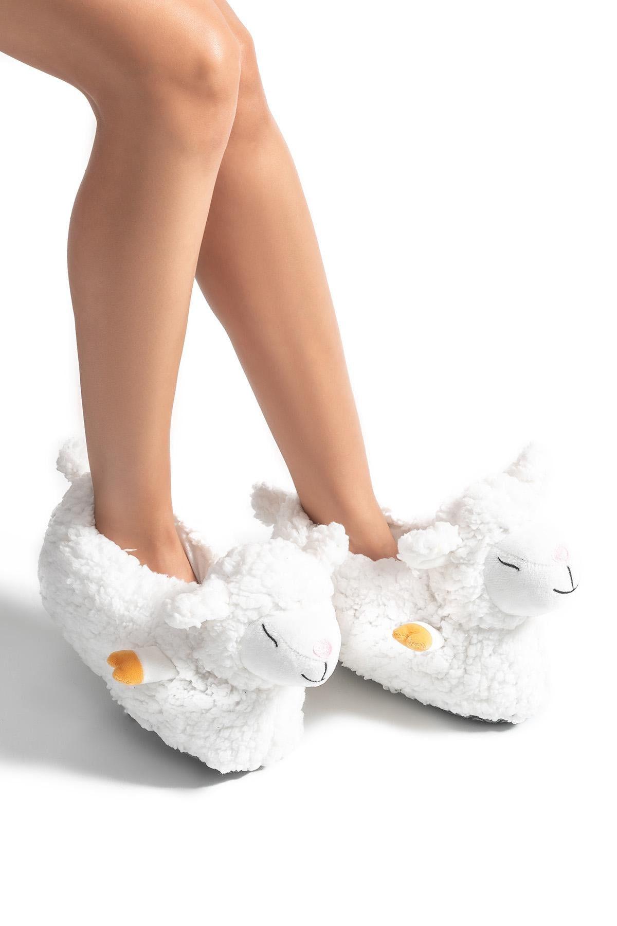 Kuzu Kadın Hayvanlı Panduf Beyaz 36/41