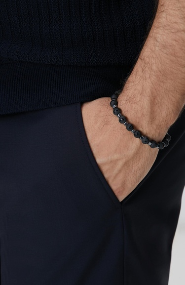  Network Erkek Siyah Doğal Taşlı Bileklik